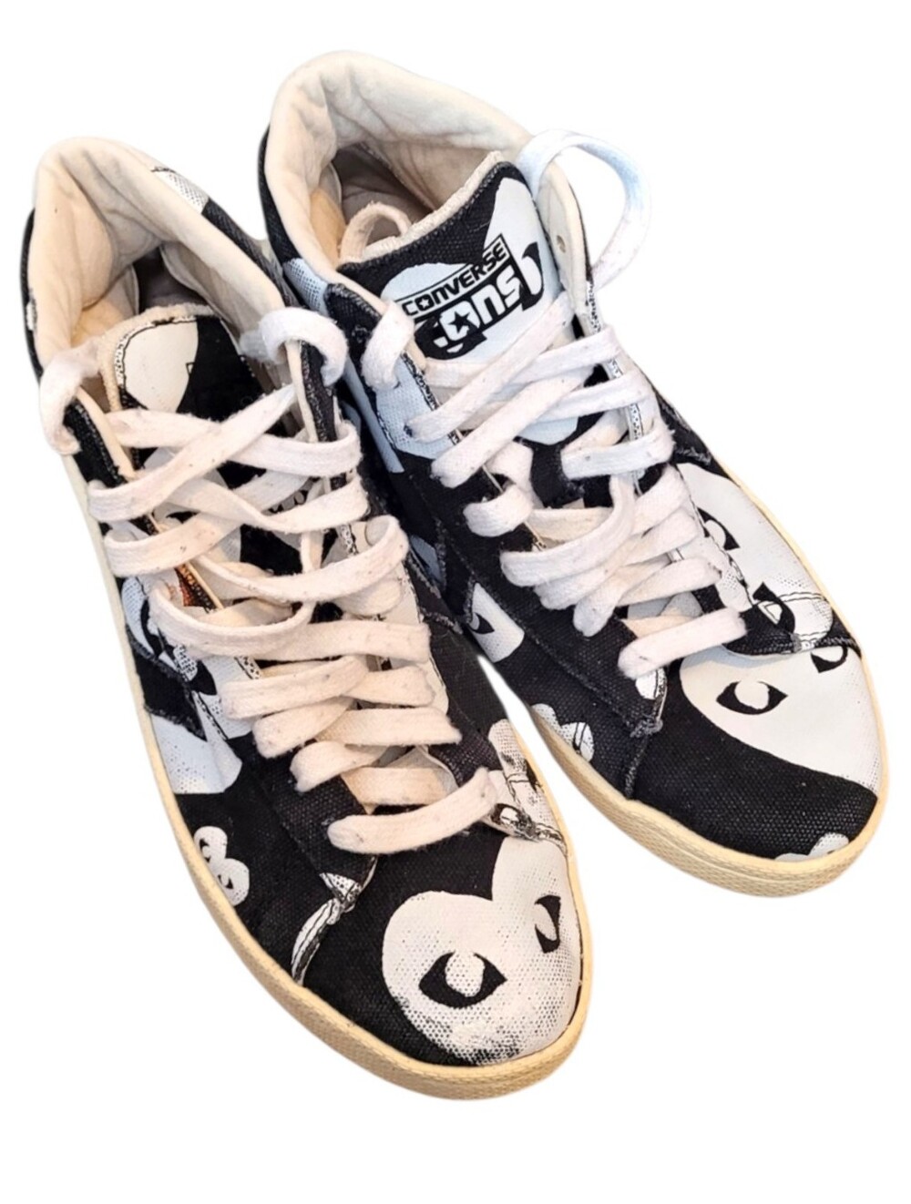 Converse COMME des GARCONS PLAY Black White Hearts Canvas High Top Sneakers